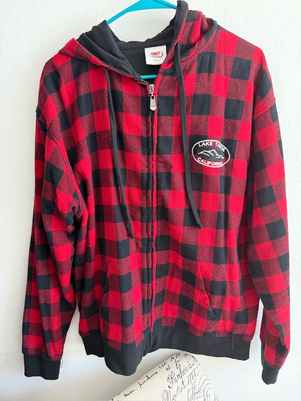 Lake Tahoe Red and Black Plaid Zip Hoodie
